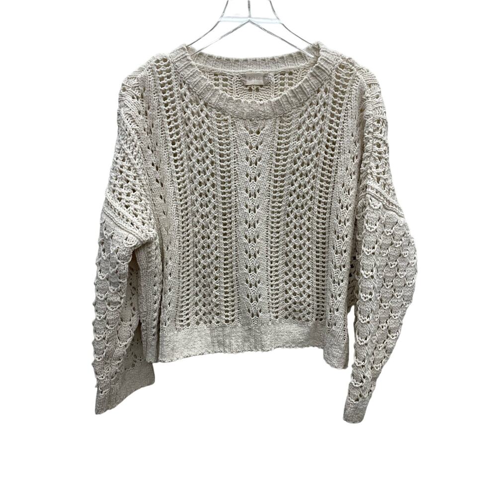 Altar'd State Cream Open-Knit Crochet Sweater Size Large
